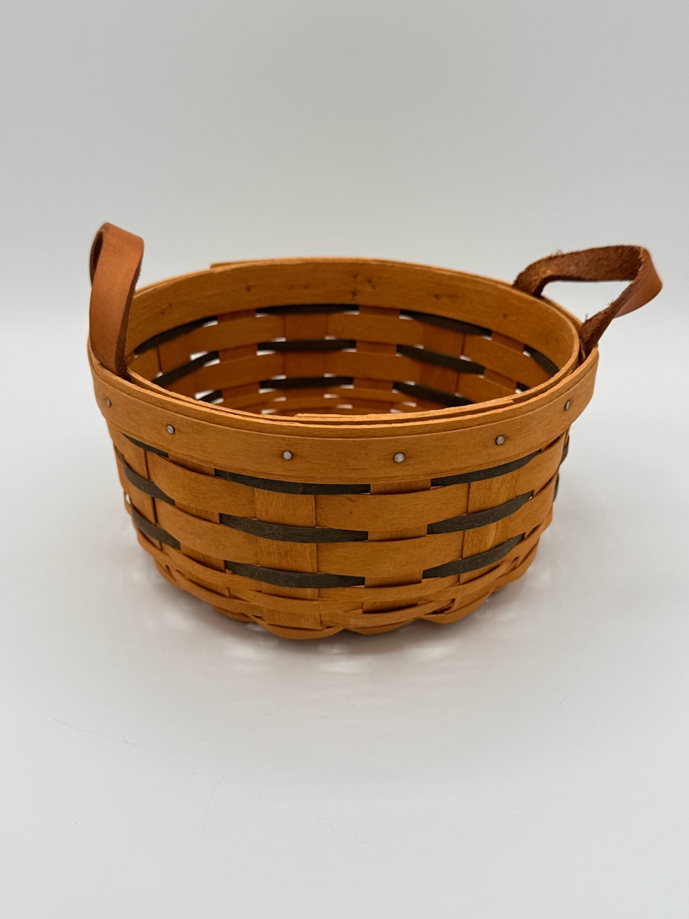 Longaberger Handwoven Tan Wooden Serving Basket with Handles